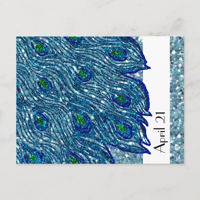Postale Faire-part Carte de sauvegarde à paillettes bleues scintillan (Devant)