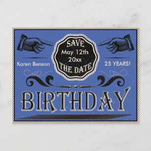 Postale Faire-part Carte de sauvegarde de date d'anniversaire vintage