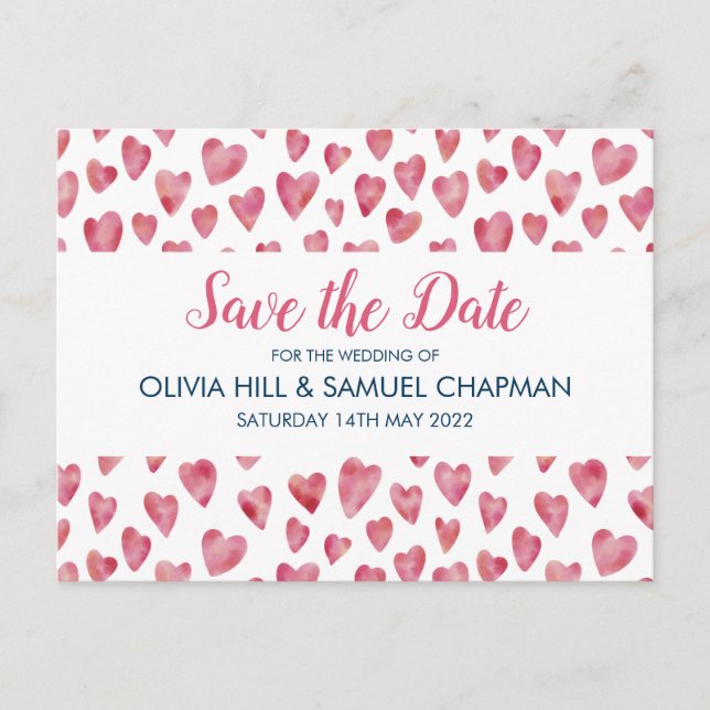 Postale Faire-part Carte de sauvegarde de date de mariage à cœur rose (Devant)