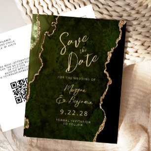 Postale Faire-part Carte de sauvegarde de date de mariage en or vert