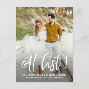 Postale Faire-part Carte de sauvegarde de date de mariage enfin blanc