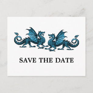 Postale Faire-part Carte de sauvegarde de date élégante avec dragons 