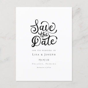 Postale Faire-part Carte de sauvegarde de date minimaliste noir et bl