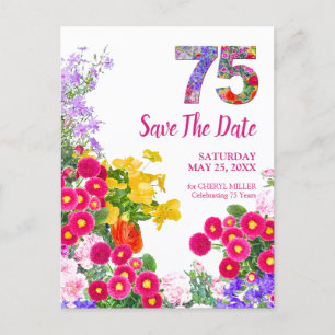 Postale Faire-part Carte de sauvegarde de date moderne florale pour 7