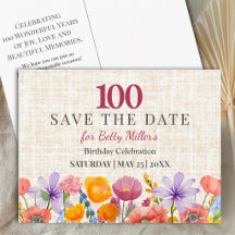 Carte de sauvegarde de date pour les 100 ans avec 