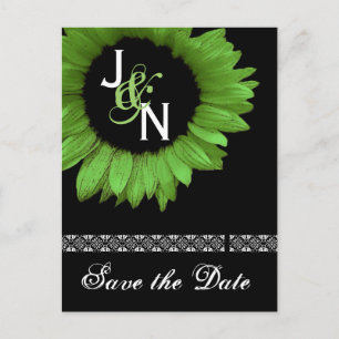 Postale Faire-part Carte de sauvegarde de date - Tournesol vert citro