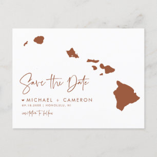 Postale Faire-part Carte de Terracotta Hawaï Écriture Moderne Save th