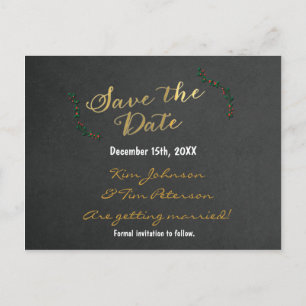 Postale Faire-part Carte de vœux de Noël en ardoise dorée pour annonc