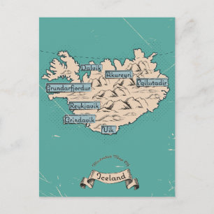 Postale Faire-part Carte de voyage illustrée Islande