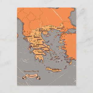 Postale Faire-part Carte des comtés Vintages de Grèce