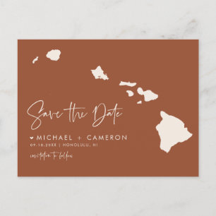 Postale Faire-part Carte d'Hawaii Terracotta Save the Date