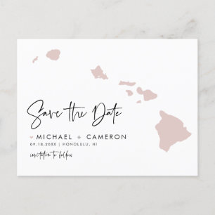 Postale Faire-part Carte Hawaii rose vif Script moderne Enregistrer l