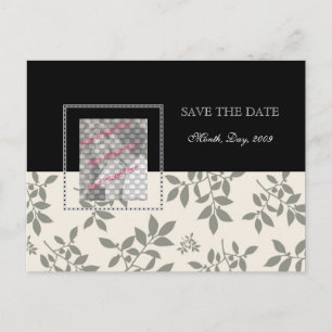 Postale Faire-part Carte photo, noir blanc enregistrer la date carte 