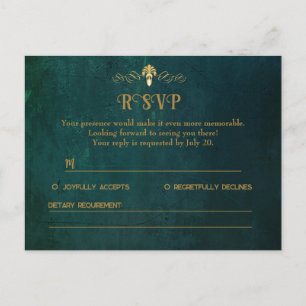 Postale Faire-part Carte RSVP vintage Vert foncé