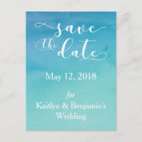 Carte 'Save the Date' à l'aquarelle ombrée bleu et