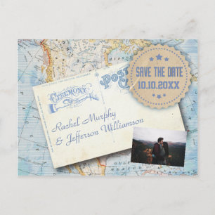 Postale Faire-part Carte vintage Mariage photo Enregistrer la date