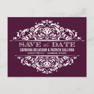 POSTALE FAIRE-PART CHAMP VINTAGE PURPLE   ENREGISTRER LA CARTE POSTAL