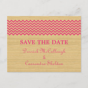 Postale Faire-part Chevron Rustique rose Enregistrer la date Carte po