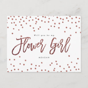 Postale Faire-part confetti en or rose tu seras ma carte fille de fle