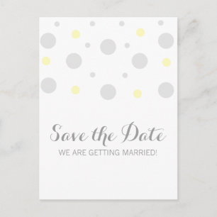 Postale Faire-part Confetti jaune gris Enregistrer la date Carte post