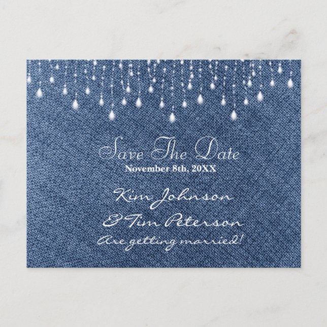 Postale Faire-part Denim & Diamonds Glam Country Carte de sauvegarde  (Devant)