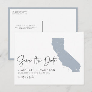 Postale Faire-part Dusty Blue Carte de Californie Code QR Enregistrer