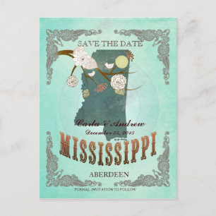 Postale Faire-part Économisez la date Green Aqua - Carte MS avec de b