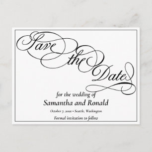 Postale Faire-part Élégant Blanc Formal Enregistrer La Carte Date