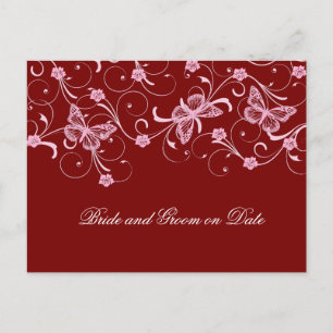 Postale Faire-part Elegant Dream Red Butterfly Enregistrer la carte d