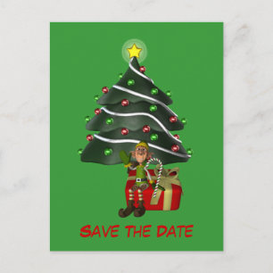 Postale Faire-part Enregistrer la date Elf Christmas Tree Carte posta