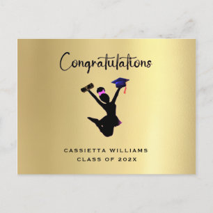 Postale Faire-part Étudiant diplômé afro-américain, carte de sauvegar