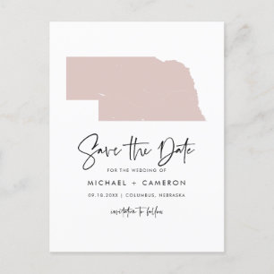Postale Faire-part Faire rougir la carte du Nebraska Script Sauvegard