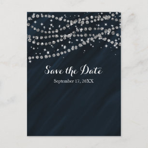 Postale Faire-part Faux Diamant Bleu Et Argent Brillez Carte De Rende
