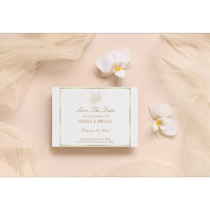 Postale Faire-part Feuille d'érable d'or Enregistrer la carte de post