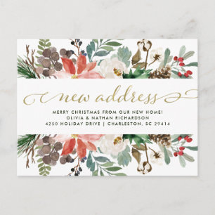 Postale Faire-part Fleurs de Noël   Jolie carte de déménagement pour 