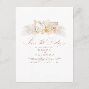 Postale Faire-part Fleurs pastel douces d'herbe de Pampas, carte de s