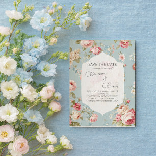 Postale Faire-part Fleurs Shabby Chic pour mariage carte de sauvegard