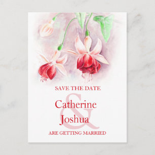 Postale Faire-part Fuchsia art floral rouge enregistrer la carte de d