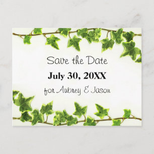 Postale Faire-part Green Ivy - Enregistrer la carte de poste de date