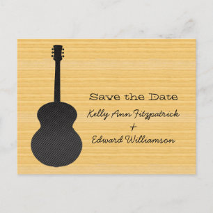 Postale Faire-part Grey Country Guitar Enregistrer la date Carte post