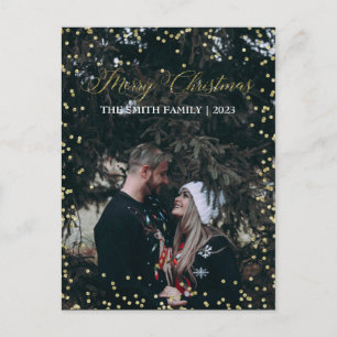 Postale Faire-part Joyeux Noël   Carte Photo de Fêtes avec Points Dor