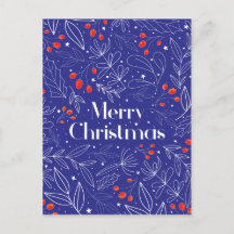 Joyeux Shinny Elegant Royal Blue Carte de Noël