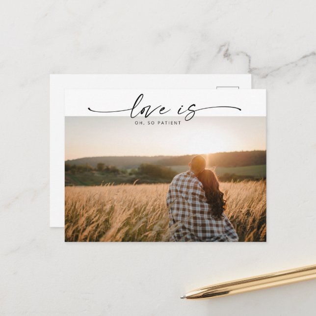 Postale Faire-part L'amour moderne est patient Carte de mise à jour d (Devant/Arrière en situation)