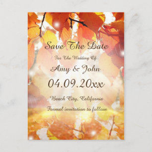 Postale Faire-part L'automne quitte mariage Enregistrer la date Carte