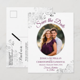 Postale Faire-part Magnifique carte de préavis de mariage magenta et