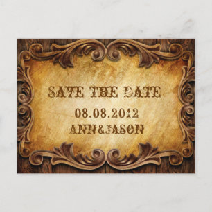 Postale Faire-part Mariage Country Cowboy Western carte de sauvegarde