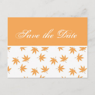 Postale Faire-part Mariage feuilles jaunes graphique d'automne, carte
