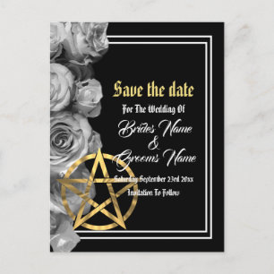 Postale Faire-part Mariage noir wiccan, carte de sauvegarde de date