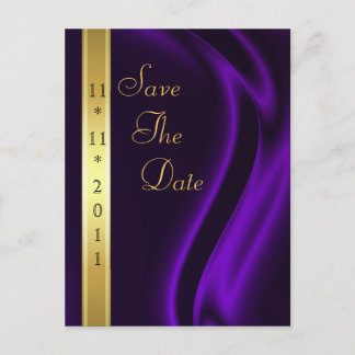 Postale Faire-part Marquis Purple Silk Gold Enregistrer La Date Carte