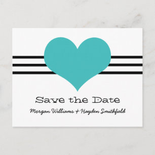 Postale Faire-part Mod Heart Enregistrer la date Carte postale, Aqua